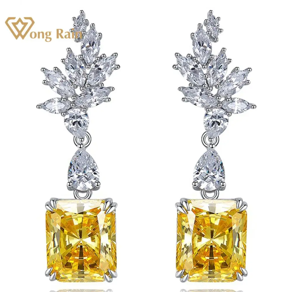 

Wong Rain 100% 925 Sterling Silver Crushed Ice Cut Citrine Gemstone Drop Dangle Earrings Wedding Cocktail Fine Jewelry Wholesale