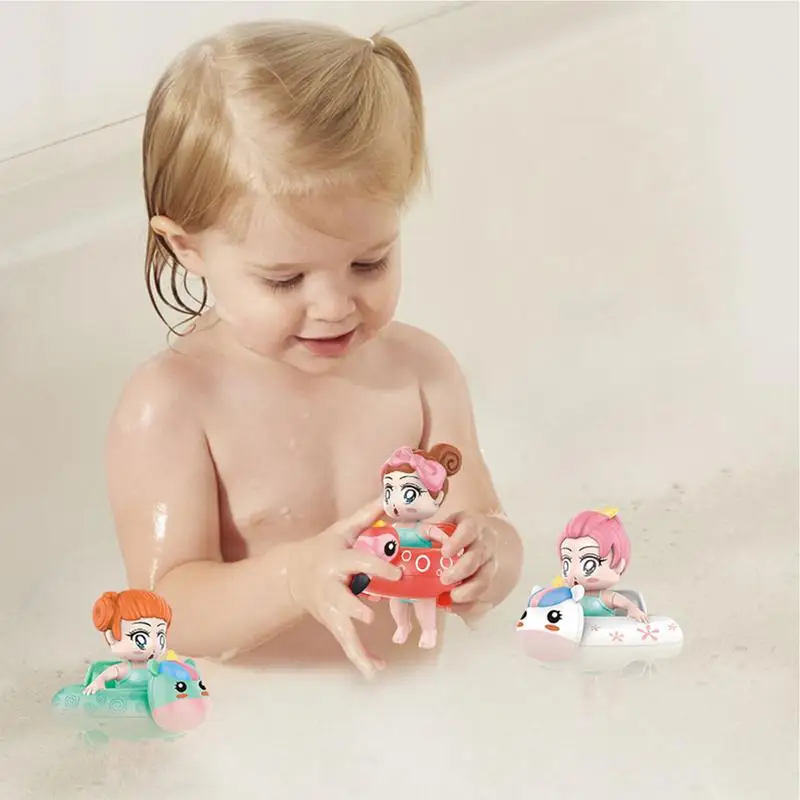 Swimming Bath Toy Wind Up Swimming Girl Toys For Toddlers Floating Wind Up Toys With Swimming Rings For New Born Baby Bathtub