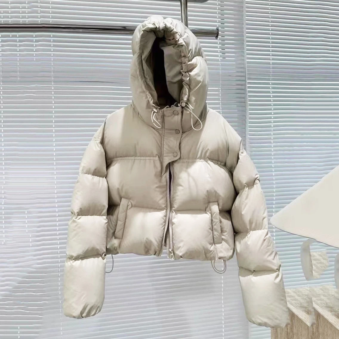 

Women Puffer Jacket Winter Warm Long Sleeve Thick Cotton Down Jackets Cotton-padded Cropped Coat Outwear Female Coat