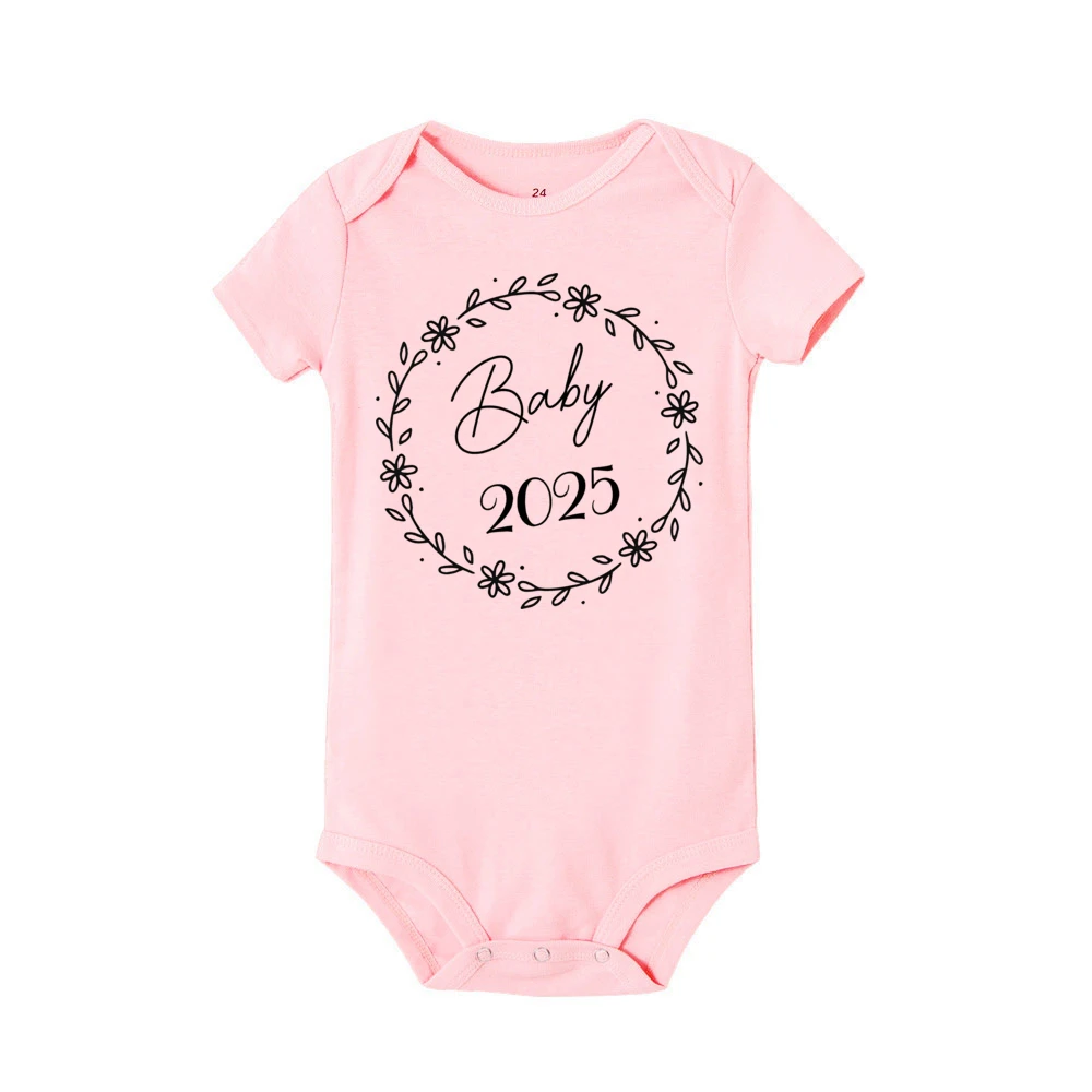 New Years Day&Baby 2025 Print Babys Romper Short Sleeve Round Neck Infant Bodysuit Casual Fashion Comfy Jumpsuit Best Gifts