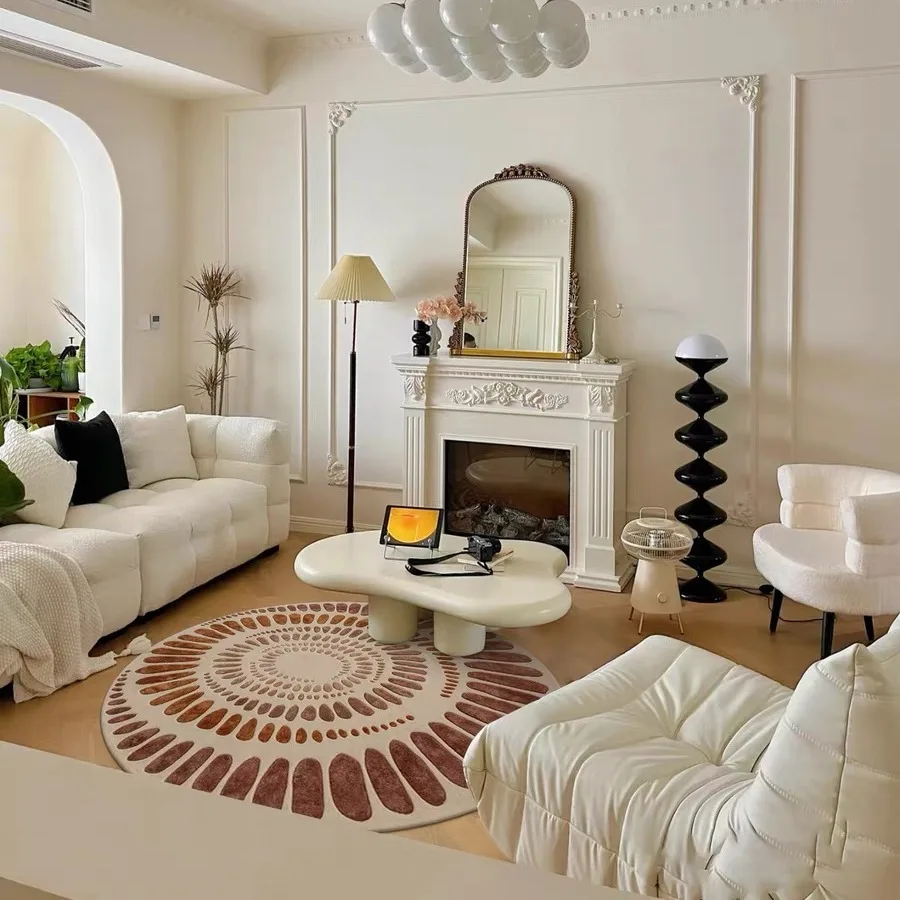 Round Carpet Living Room Bedroom Decoration Rug Modern Cartoon Room Decor Floor Mat Soft Fluffy Lounge Area Rugs