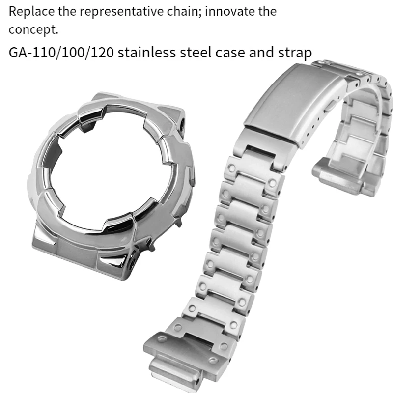 Kit GA110 Mod para Casio G-SHOCK GA-110 GA-120 GA-100 correa de caja de acero inoxidable GA-110/100/120 pulsera con bisel de metal correa de reloj
