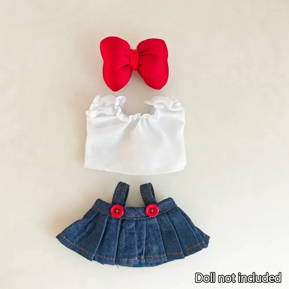 

Mini Doll'S Clothes Outfit Accessories for 15-17cm Ropa 10cm Cotton Doll Love Hoodie Pink Yarn Skirt Clothing no doll