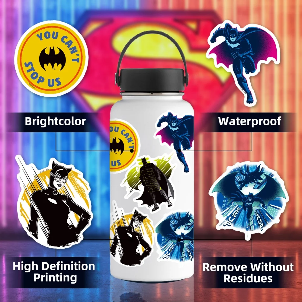 حقيقية 50 قطعة تيار مستمر العدالة الدوري ملصقات باتمان سوبرمان شعار Skateboard بها بنفسك لوح التزلج المحمول الأمتعة الدراجة الهاتف سيارة الشارات اللعب الهدايا #5