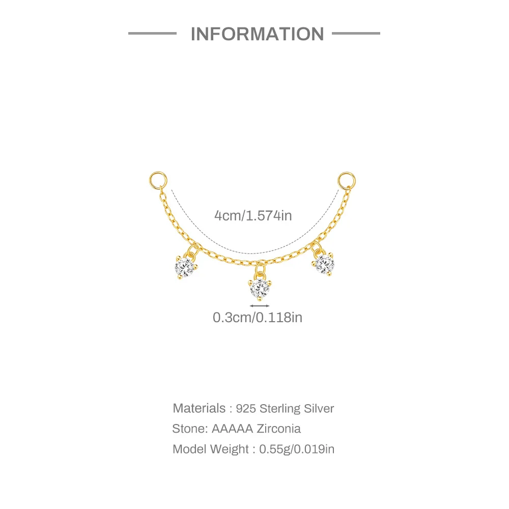 AIDE 1 Stück 925 Sterling Silber Ersatzteile Ketten Teil für Ohrstecker Piercing Creolen Tropfenohrring Damen Edlen Schmuck Geschenk – Detail 9