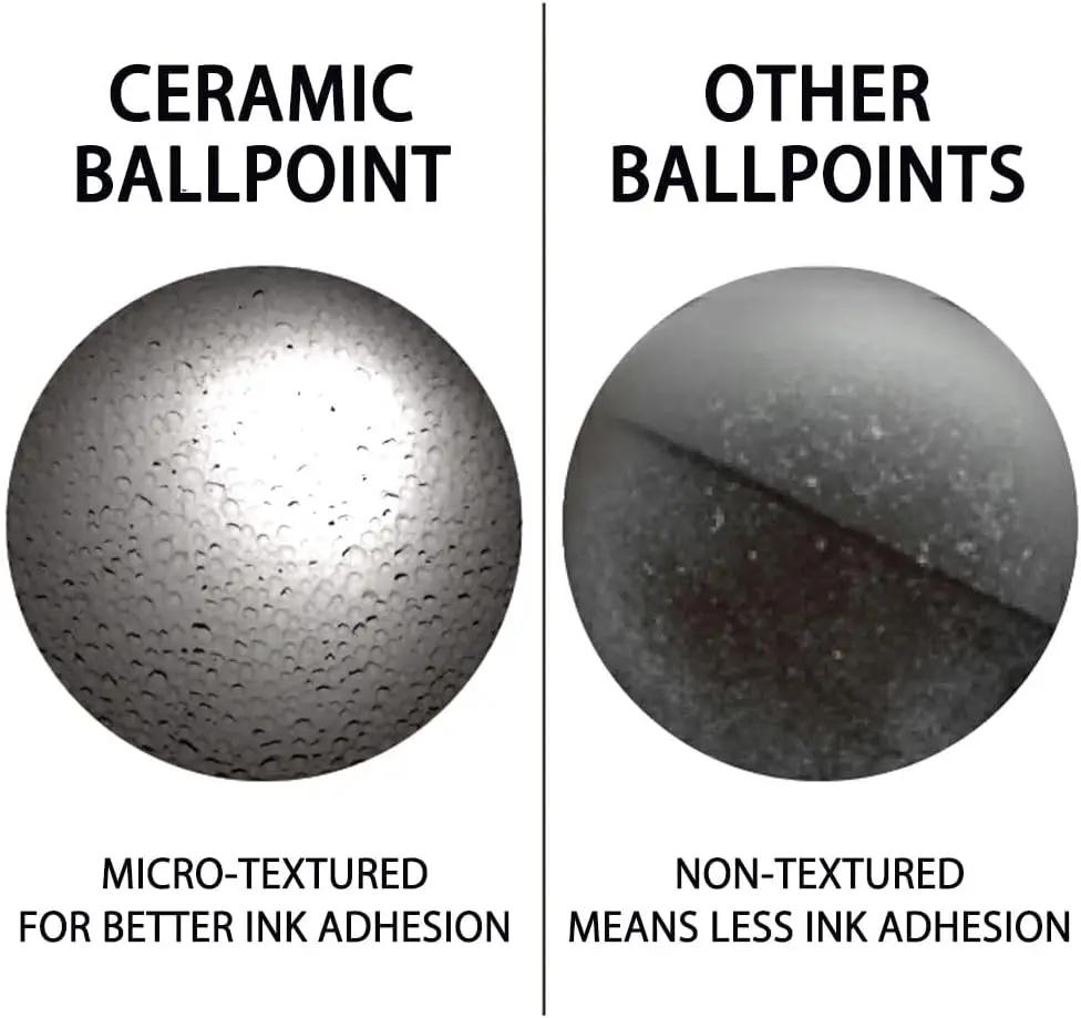 حزمة من 2 - قلم حبر جاف من السيراميك Ohto C-305 عبوات مائية، نقطة دقيقة للجسم المعدني 0.5 مم، آلية غير جافة