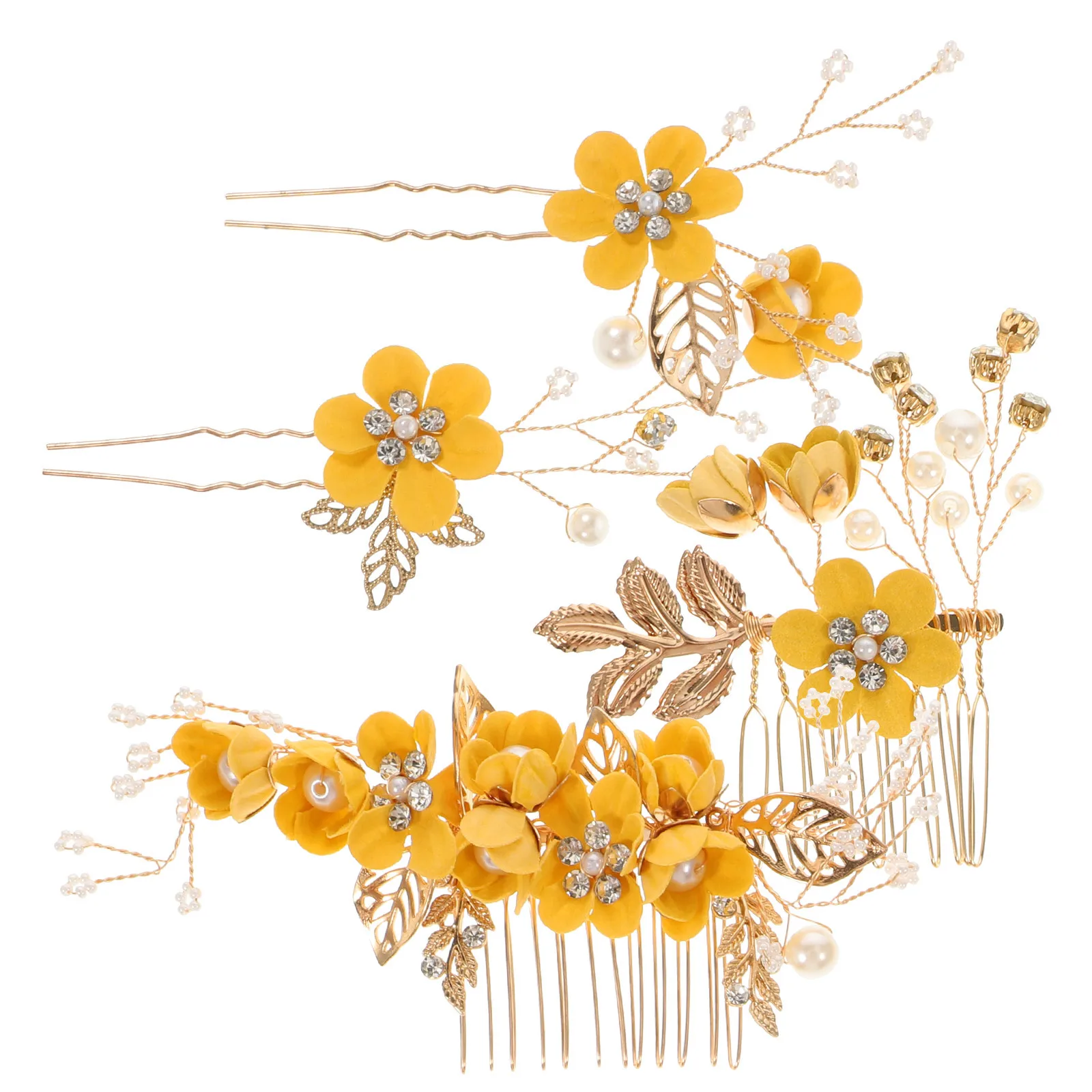 

1Set Flower Leaves Bridal Hair Comb Hairpin Wedding Headpiece Elegant Hair Decoration for Bride Bridal Headpiece