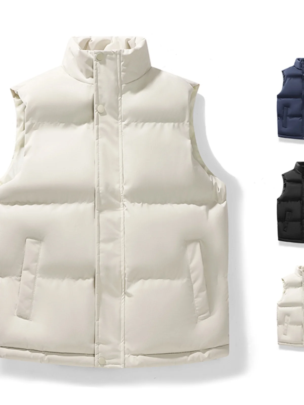 メンズダウンジャケットベスト厚みのある暖かさ綿作業服ノースリーブショルダーパッドベストアウタースタンダードフィット若者のファッション