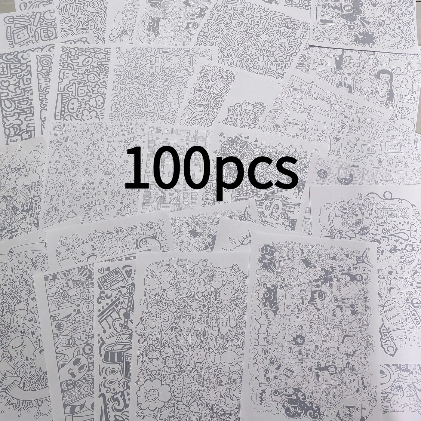 100 Sheets  Stress Relieving Control Pen Line Drawing Drafts, Suitable for Adults To Practice Drawing and Copying Drawing Drafts