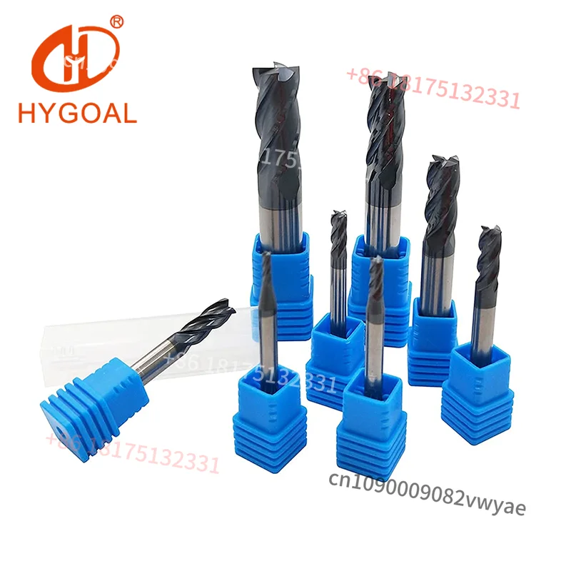 HYGOAL Carbide End Mill 4 Flute Extra Long Milling Cutter for Deep Cavity CNC Metal Processing Applications