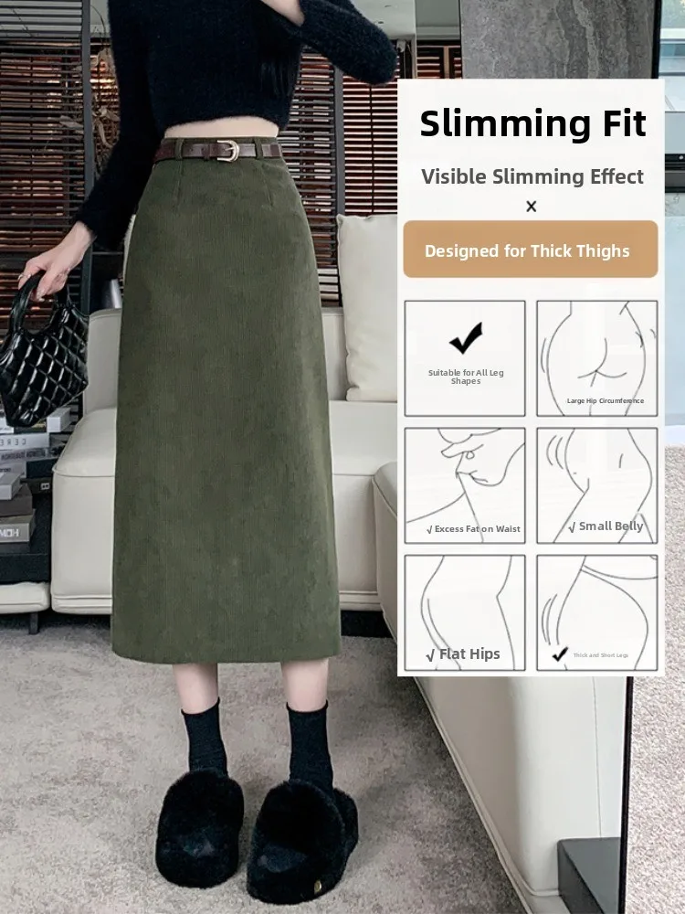 Spódnica midi w kształcie litery A, z wysokim stanem, prosty krój, wyszczuplająca, damska, jesienna, miękka, wygodna, francuska, dzianinowa.