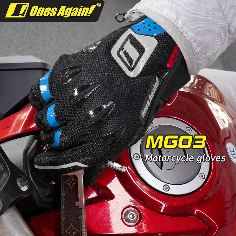 Ones Again Summer Motorcycle Riding Gloves Breathable Mesh Built-in Shell Guard Anti-Fall Motorcycle Bike Motocross Gloves