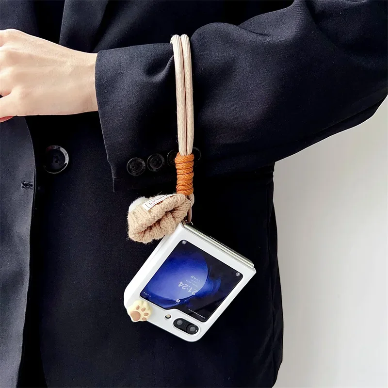 Capa de telefone bordada para gatos, capa protetora, Shell para Samsung Galaxy Z Flip 6, 5, 4, 3, ZFlip4, ZFlip5, ZFlip6