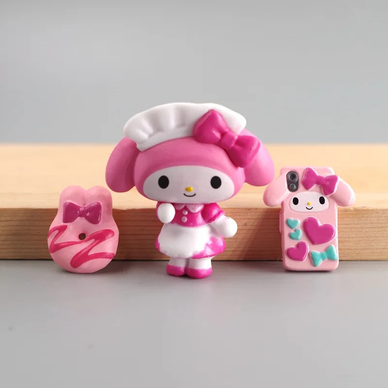 Kawaii Sanrio Figure Anime Melody Kuromi Model Mini Doll Diy Cake Decoration Phone Patch Small Gifts For Children