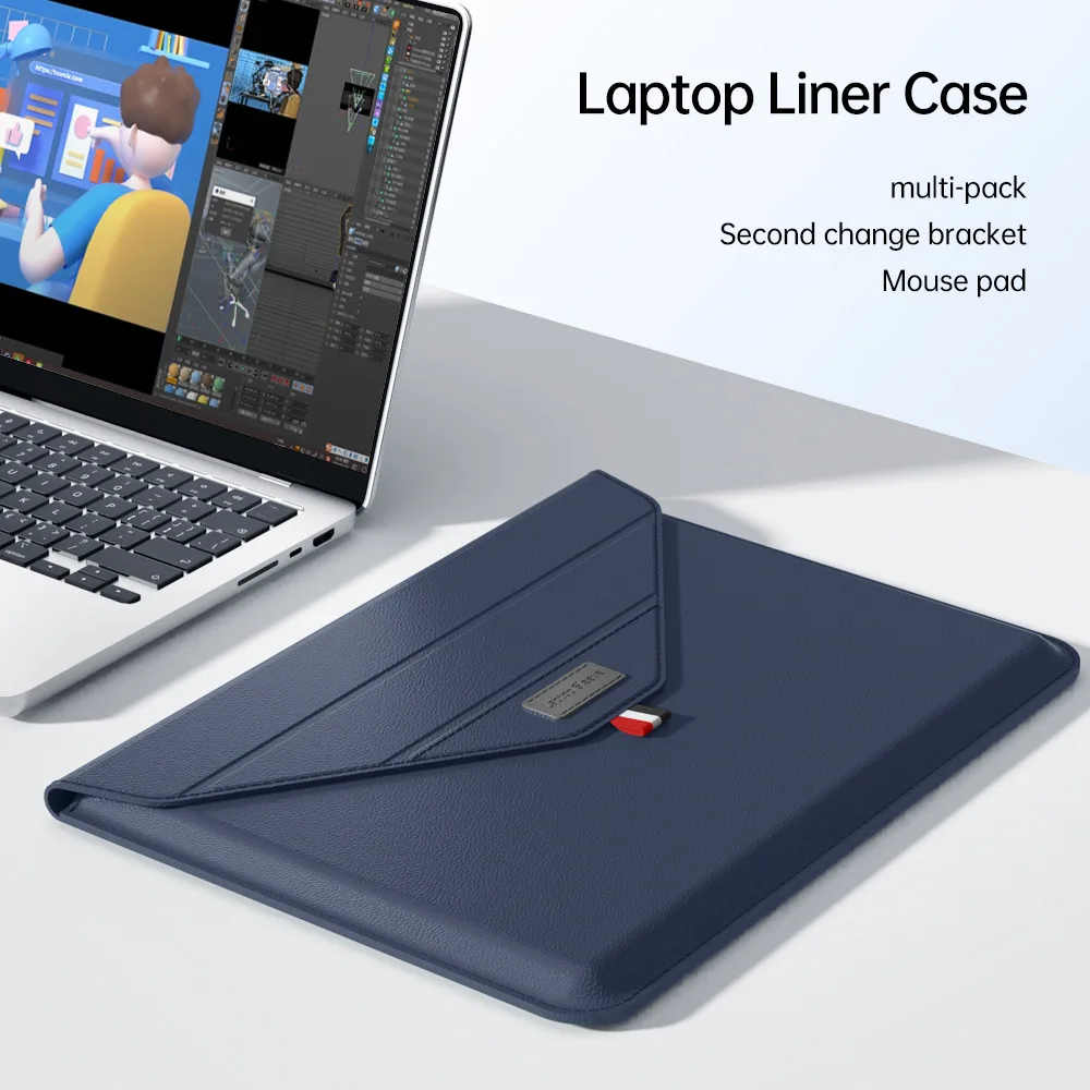 حافظة كمبيوتر محمول رفيعة للغاية مقاس 13 بوصة من البولي يوريثان لجهاز MacBook Air Pro، حقيبة محمولة رفيعة مع ميزة حامل وحقيبة خفيفة الوزن