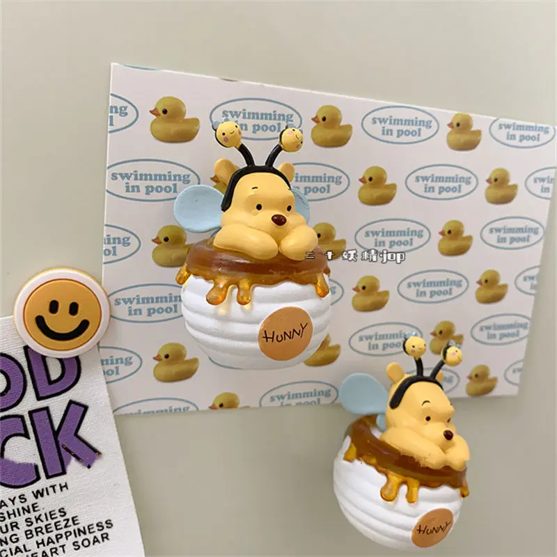 Bee Refrigerator Sticker Cute Cartoon Yellow Bear Magnet Honey Pot Three-dimensional Home Decoration Magnet Sticker