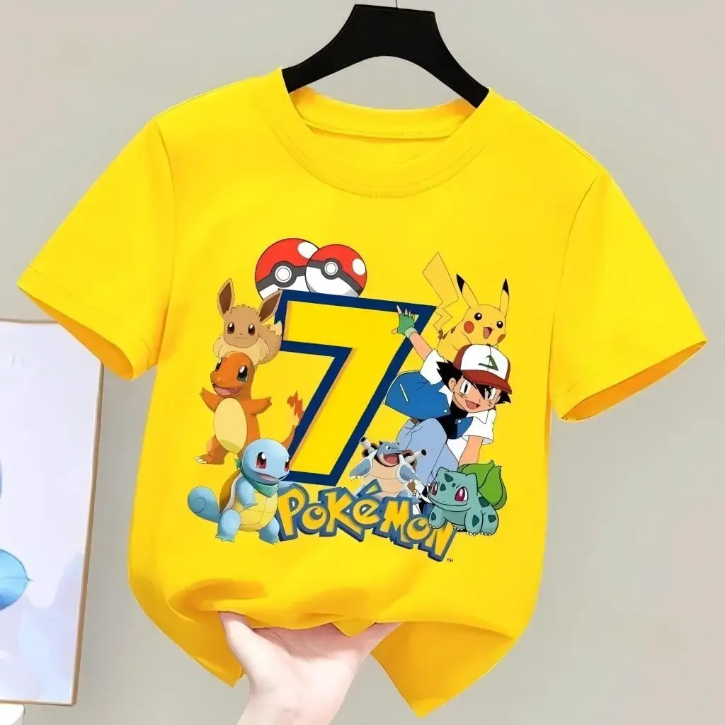 2026 Neues Kinder-T-Shirt mit Cartoon-Zahlen-Print, Kurzarm-T-Shirt mit Cartoon-Geburtstagsmotiv 1-9 für Jungen und Mädchen, Sommer-Mode-Kinder-T-Shirt – Detail 7