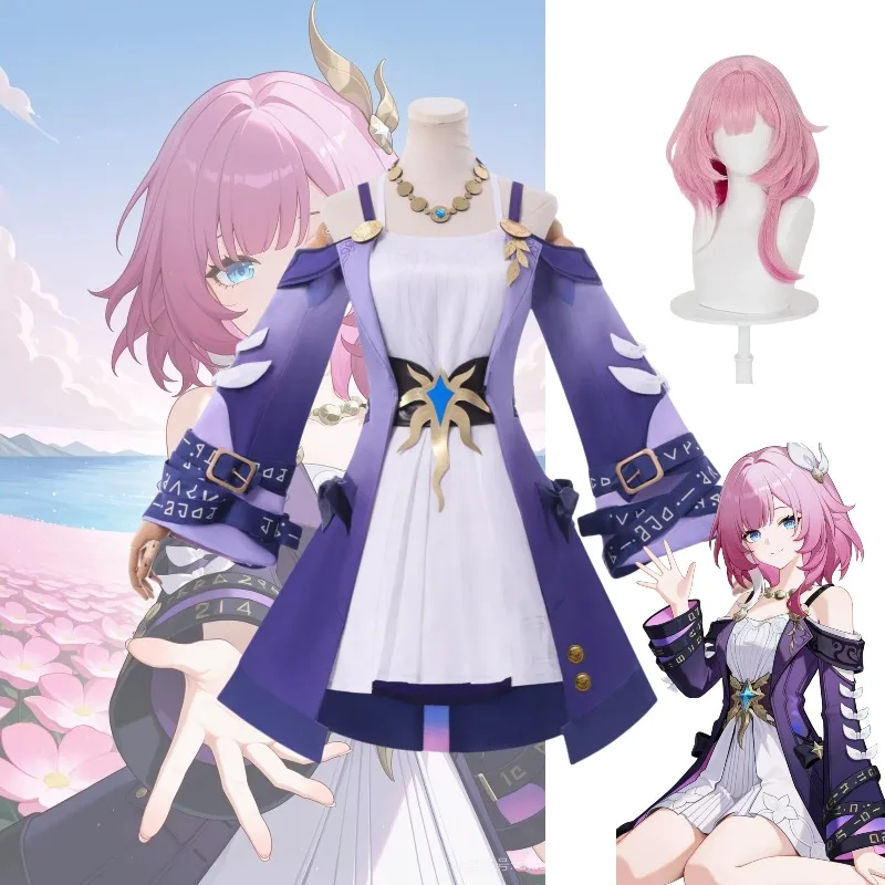 

Cyrene Costume Game Honkai Star Rail Cosplay Purple Dress Pink Wig with Accessories Full Set for Women Role Play Outfit