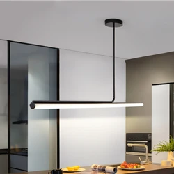 Scandinavian linear chandelier nordic long tube pendant light for living room bar kitchen island Retro simple long pendant lamp