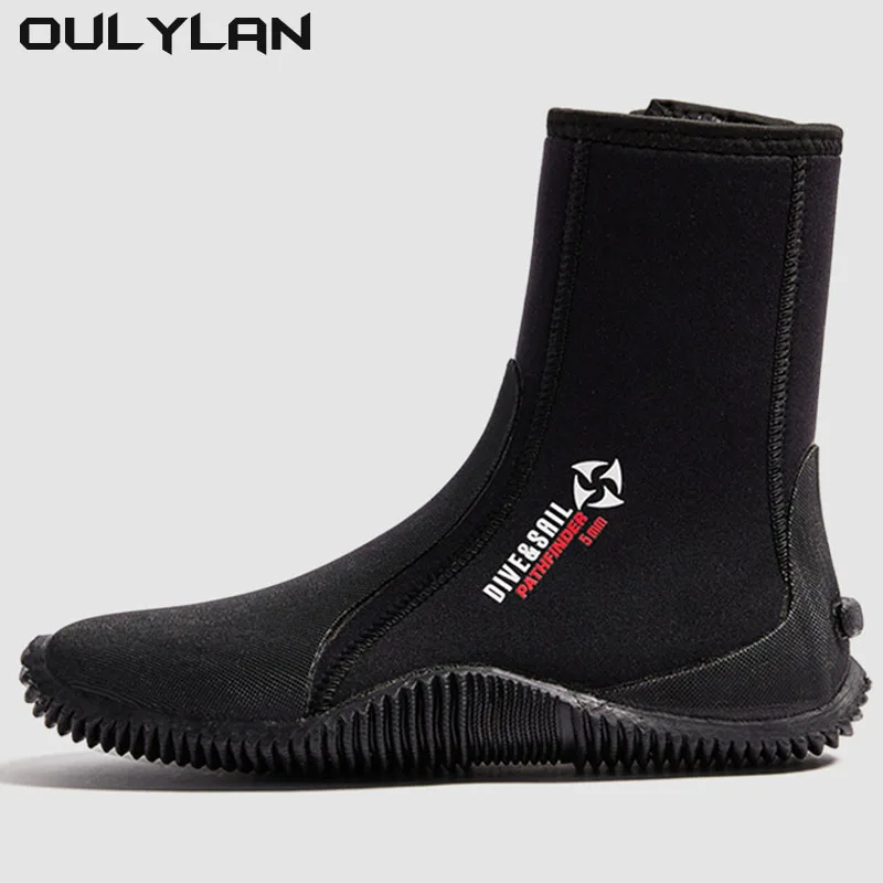 Oulylan Premium Neoprene Diving Boot 5m Water Shoes Wetsuit Booties With Anti-Slip Rubber Sole  Zipper For Surf Scuba 1 Pair