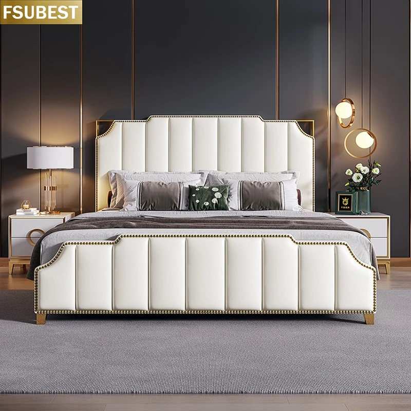 American Leather Bed Frame Designer Style Luxury Bed Frame Lit Cama Yatak Letto Letti Bedden Bedroom Furniture Base De King