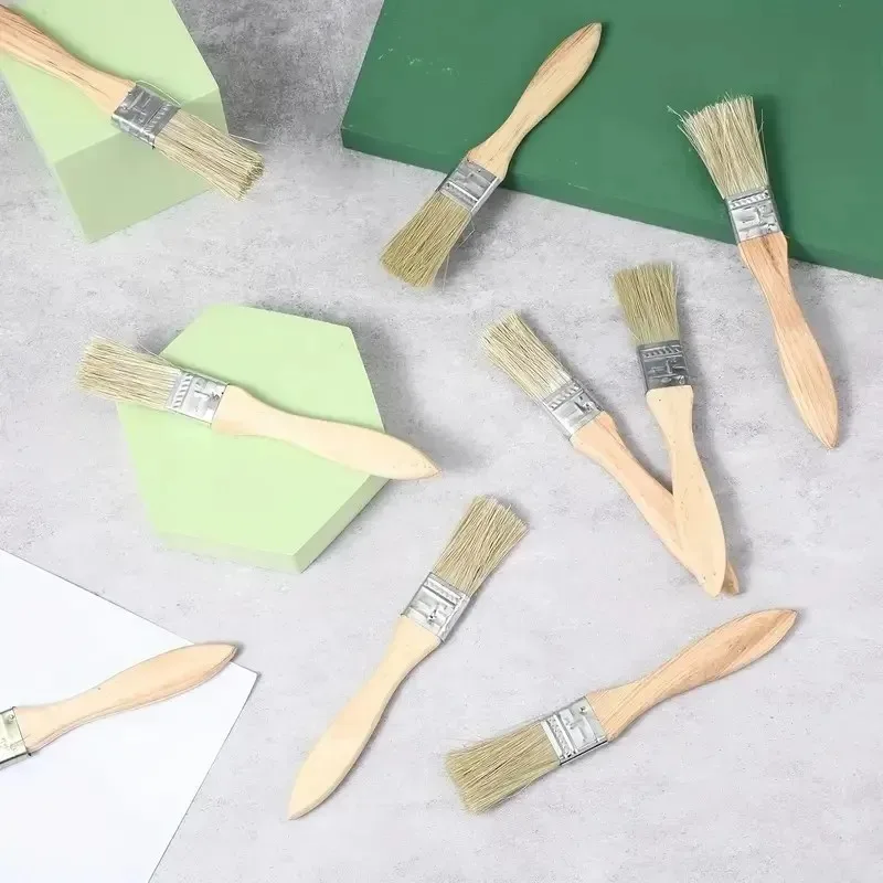 20 فرشاة Pig Mane، مناسبة للفن، والحرف اليدوية، والتجصيص، والرسم، وتطبيق الغراء، وفرش المقابض الخشبية لفرش P