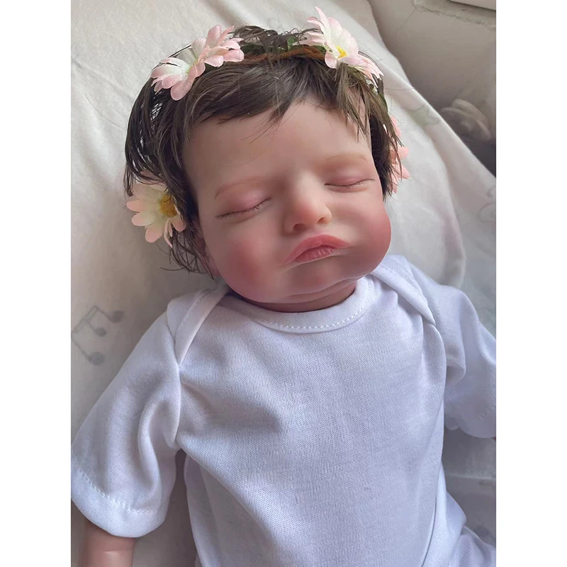 

49cm Rosalie Reborn Baby Dolls Handmade 3D Skin Visible Veins Reborn Sleeping Baby Doll Girl with Hand-Rooted Hair and Gift