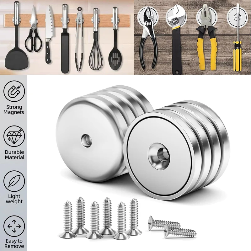 2-20Pcs 20x6mm Strong Magnetic Hooks Heavy Duty Magnet with Countersunk Hole widely used in Fridge, Warehouse Tools, Whiteboards