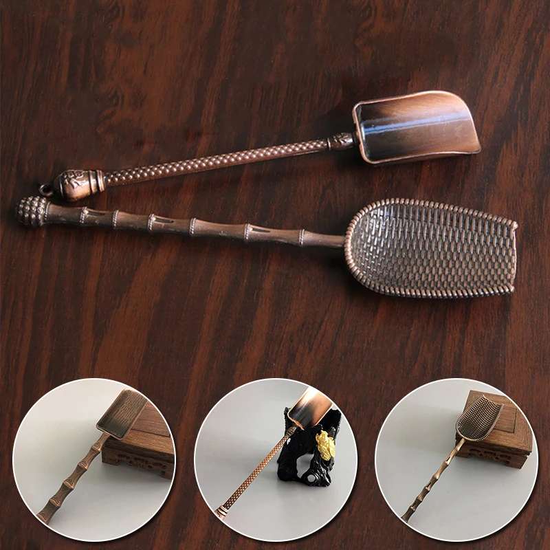 New Retro Metal Chinese Tea Scoop Spoon Teaspoon Tea Set Shovel Tea Leaves Chooser Holder Tea Ceremony Utensils Accessories Tool