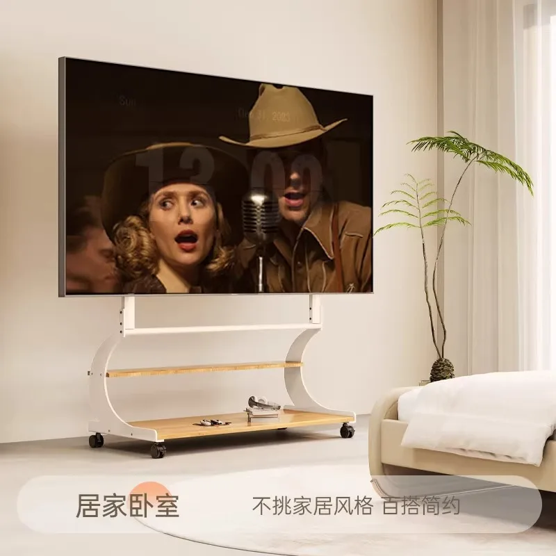 Mobile TV bracket, TV hanger, floor-to-ceiling solid wood pulley, double-sided hanging cart 50-120 inches universal 2