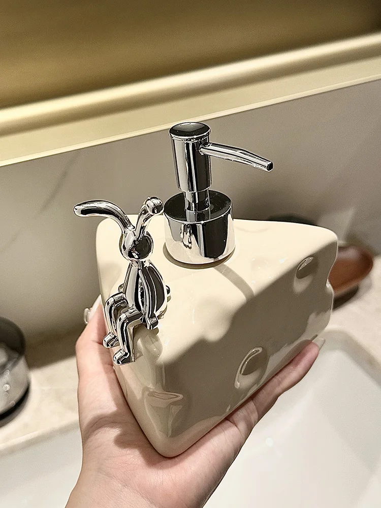 Creative Ceramic Cheese Soap Dispenser Household Hand Sanitizer Bottle Bathroom Shower Gel Emulsion Bottle Bathroom Decoration