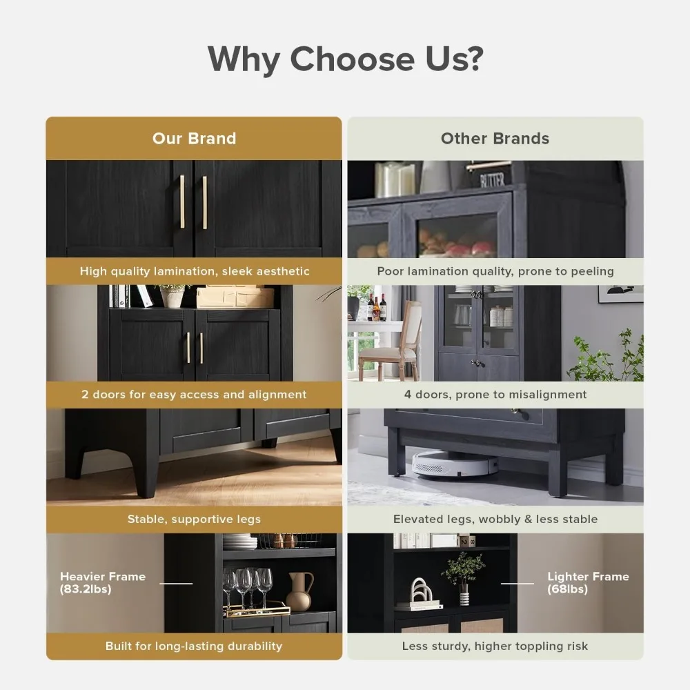 خزانة Lauren مقوسة بطول 77.4 بوصة، وخزانة كتب مقوسة من 5 طبقات مع أبواب وأرفف قابلة للتعديل، ورف كتب على شكل قوس مع مساحة تخزين