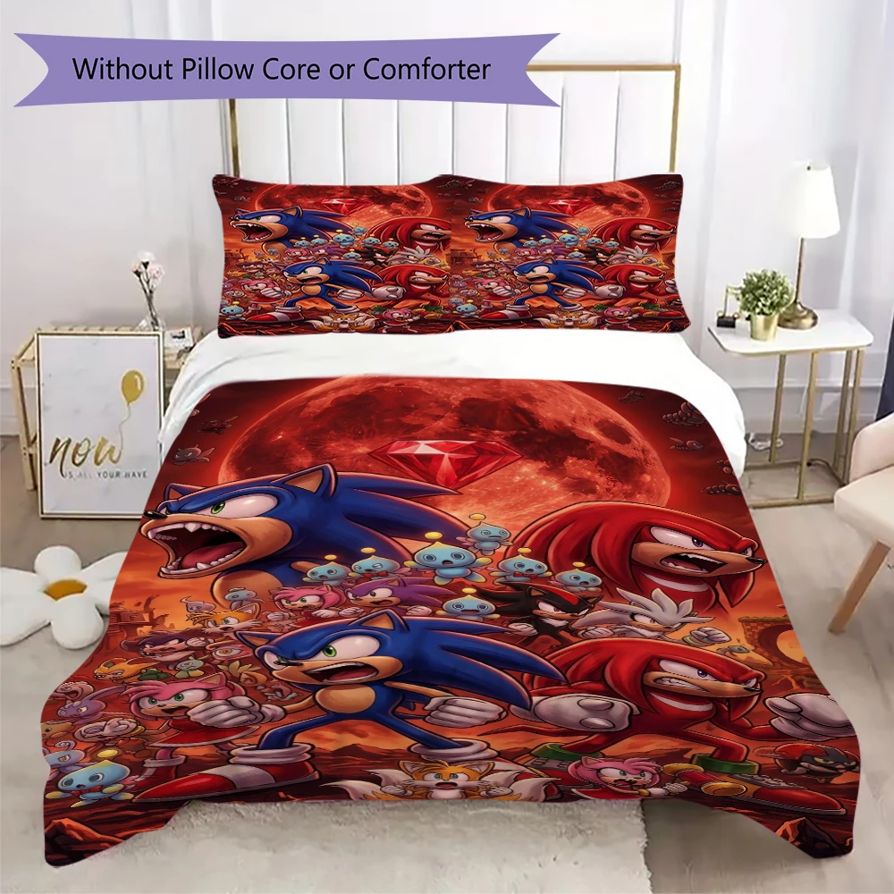 Beautiful Sonic Pillowcase & Duvet Cover Set Anime Bedding for Bedroom Decor The Best Gift for Hedgehog Fans.-Xin - view 4
