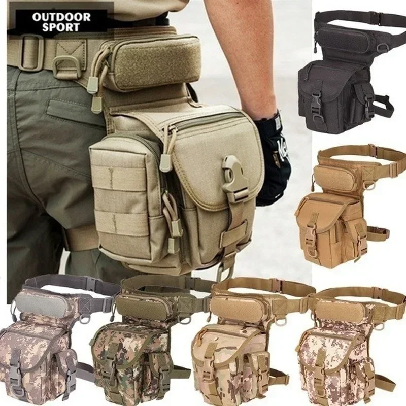 Men Waist Fanny Pack Leg Bag Military Tactical Motorcycle Rider Camera Sports Travel Nylon Male Bum Hip Belt Thigh Fanny Bags