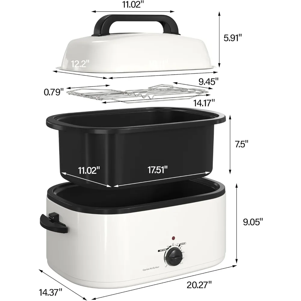 Slow Cooker 26QT, Viewing & Self-basting Lid, Stainless Steel Turkey Roaster Oven, Slow Cooker