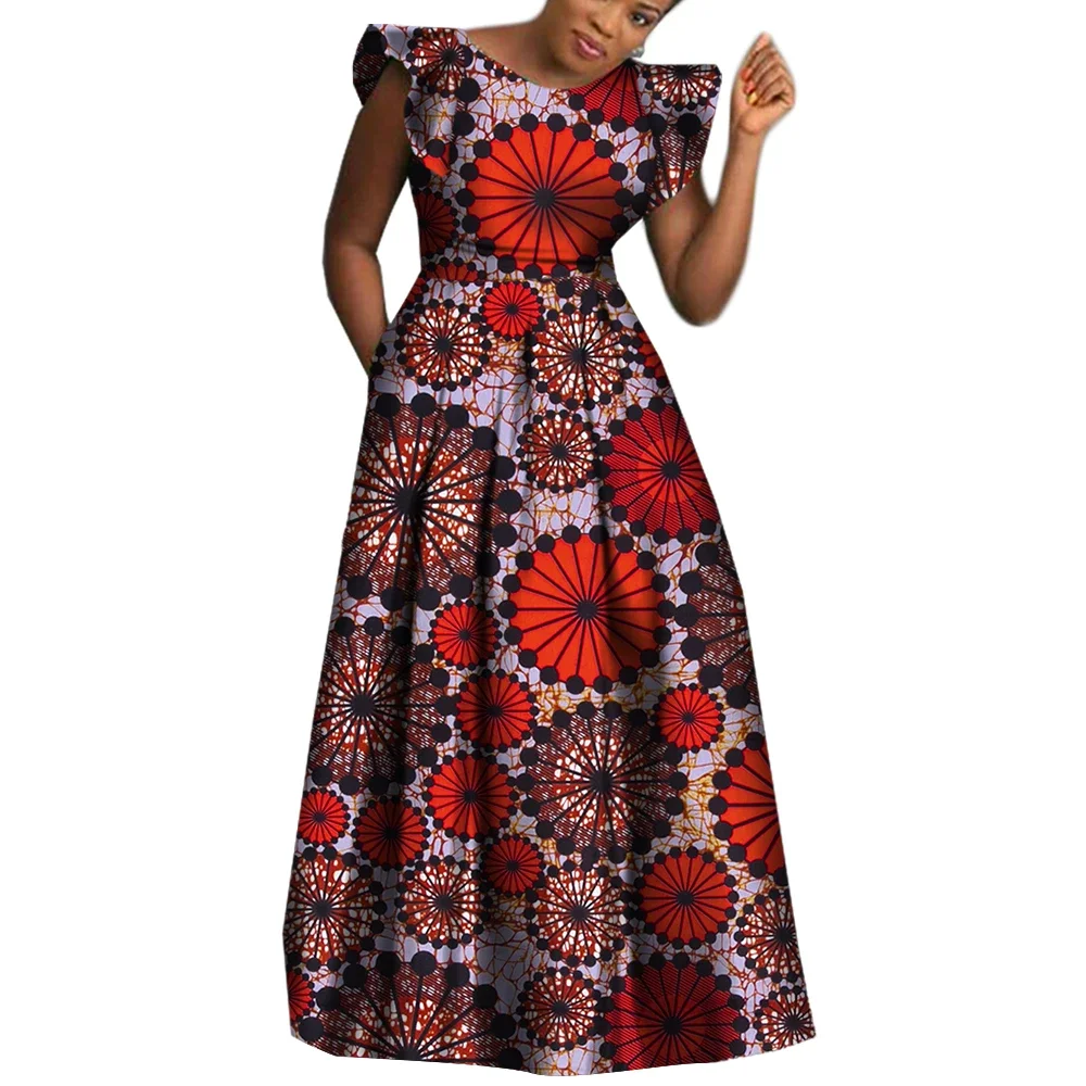 BRW African Dresses for Women Sexy Skirt African Print for Daily African Dresses Turkey Dresses for Women Luxury COTTON