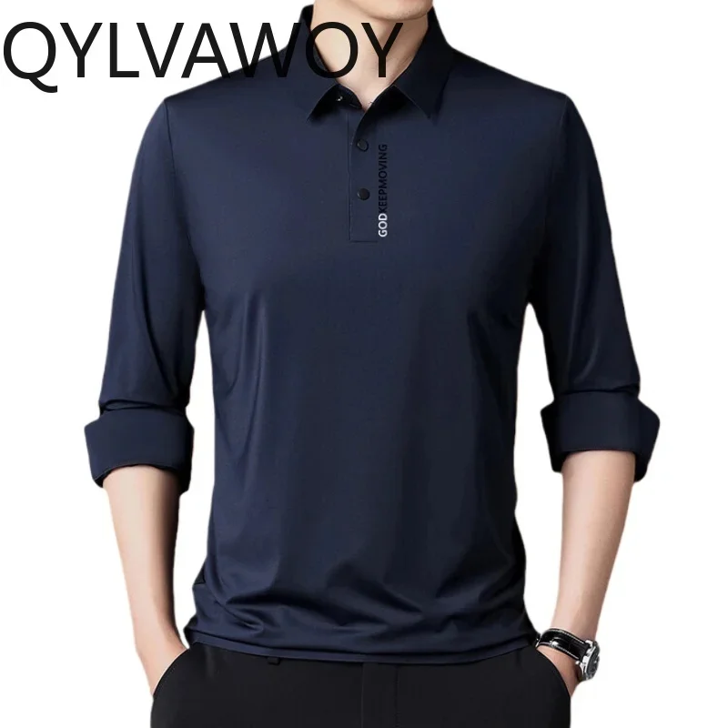 QYLVAWOY 100% Mulberry Silk Shirt for Men Clothing 2025 Summer Mens s T Homme Short Sleeve Top Black Рубашка