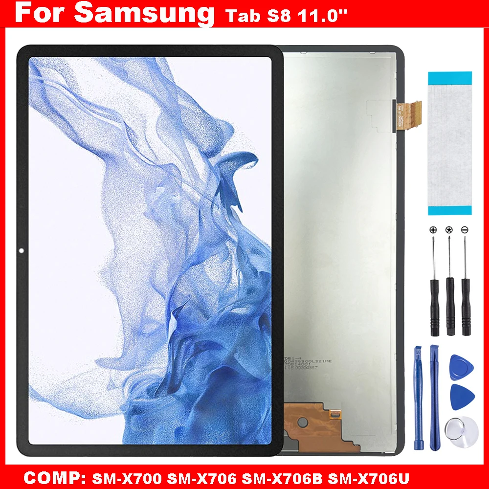 aaa para samsung tab s8 sm x700 sm x706 sm x706b sm x706u x700 x706 x706b 110 display lcd tela de toque digitador assembleia vidro 01