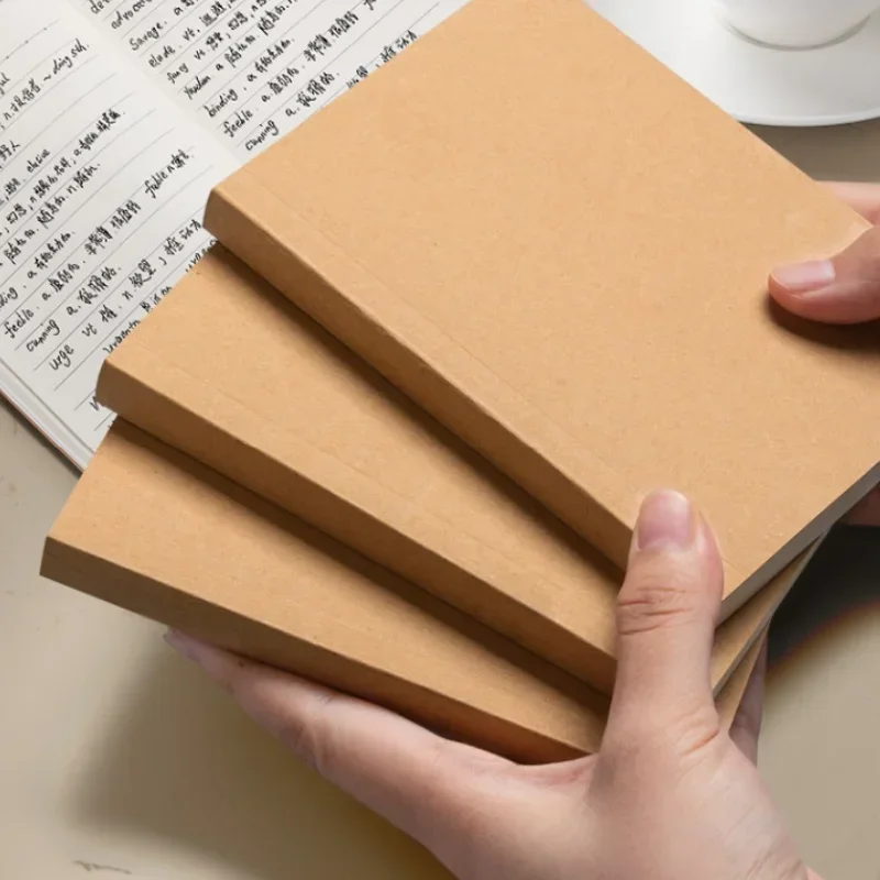 A6 Pocket Thickened Notebook 256 Pages 128 Sheets Line Blank Grid Inner Pages Kraft Paper Cover Small Notepad Book