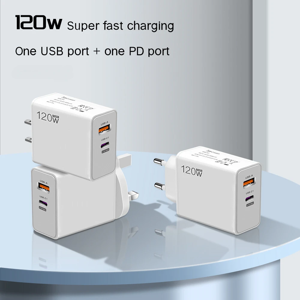 

PD120W +USB Fast Charging Phone Charger QC3.0 Power Adapter for iPhone 15 14 13 Pro Max Samsung S22 Xiaomi 13 USB C Mobile Phone