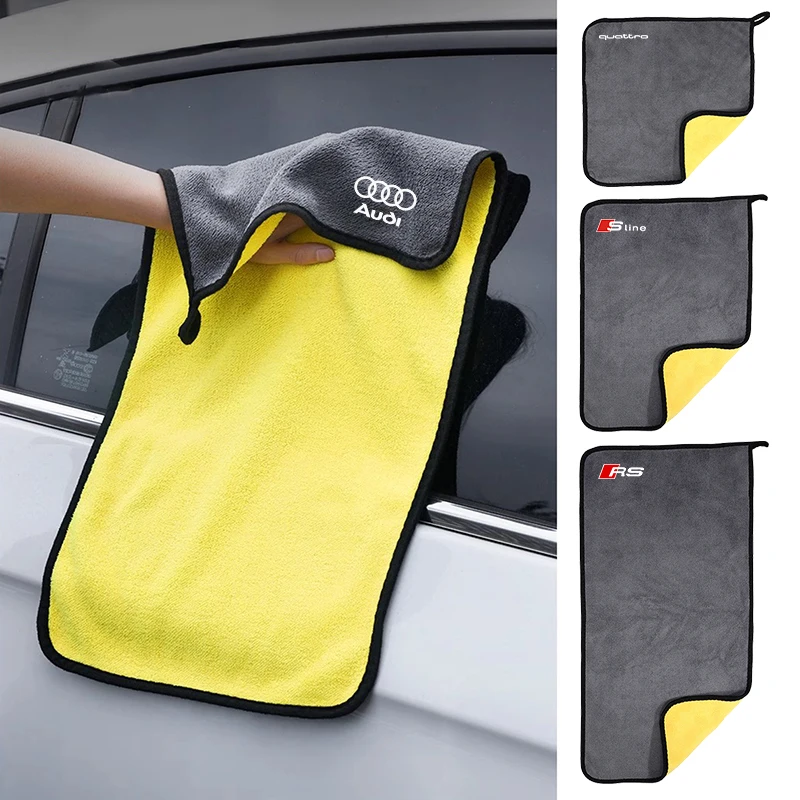 Microfiber Towel Auto Wash Towel Clean Towels Car Care Accessories for Audi Q5 Sline B9 B7 QUATTRO C6 A1 Q7 Q3 Tt A7 8L RS A3 A4