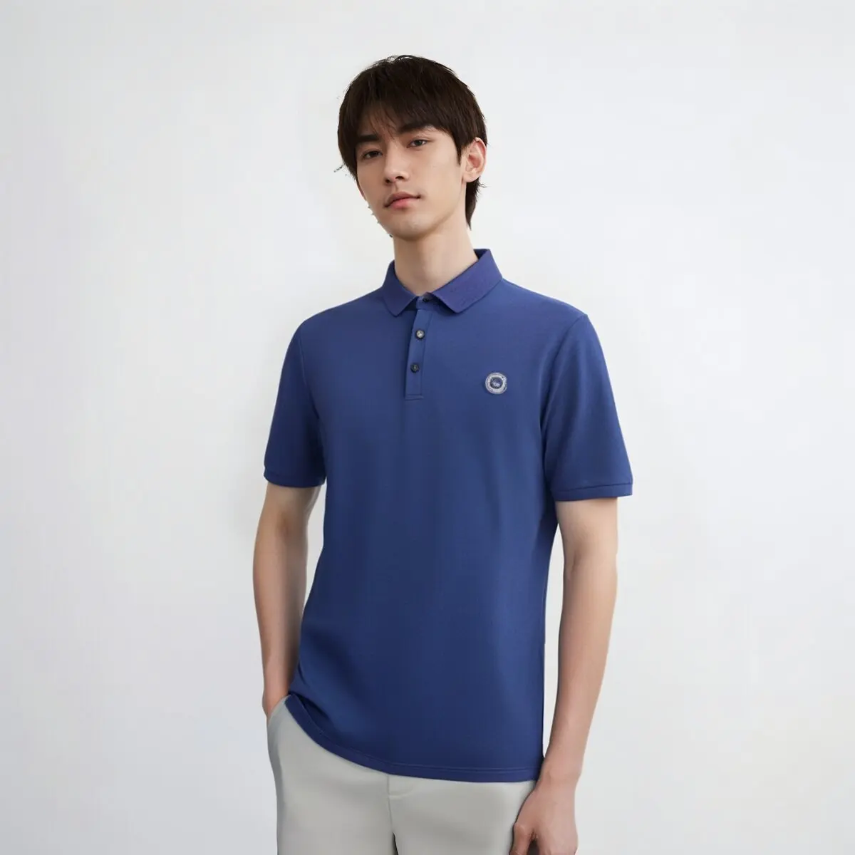 

Летняя мужская модная деловая повседневная шелковая рубашка с коротким рукавом, отложным воротником, удобная, дышащая, для отдыха