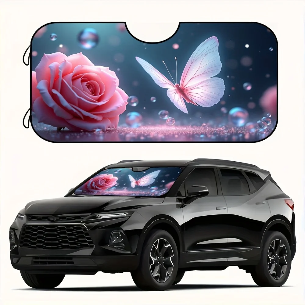 

1 шт., автомобильный солнцезащитный козырек, универсальный солнцезащитный козырек на лобовое стекло, блокирующий солнце и тепло, защита салона автомобиля, пузыри роз и прозрачные, но