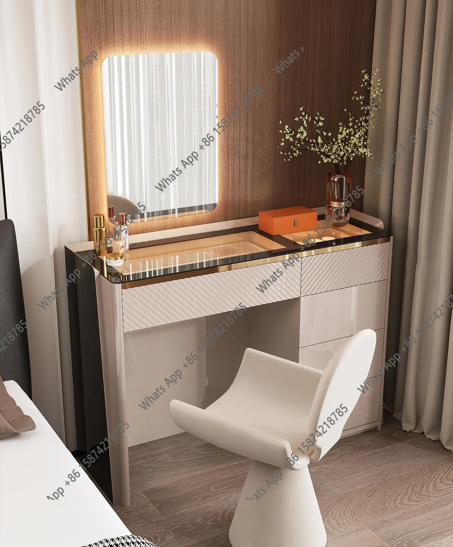 

Italian light luxury dresser new master bedroom high-end makeup table jewelry modern simple bedside cabinet