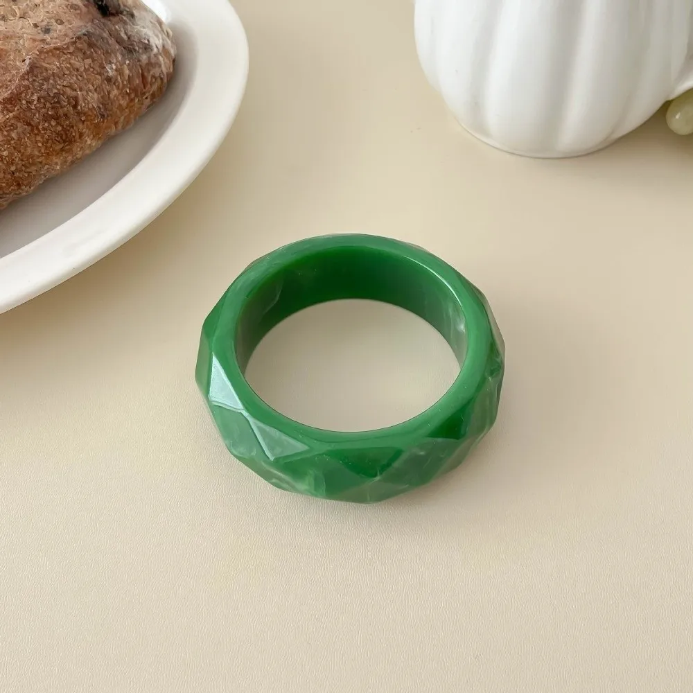 

Bohemian Colorful Resin Bangle Geometric Transparent Pearly Bracelet Dopamine Jewelry Accessories Wide Chunky Hand Ring Women