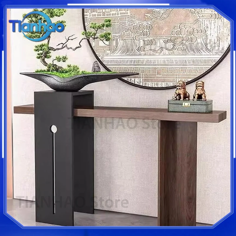 Rustic Thin Modern Console Table for Chinese Classic Wabi Sabi Design Living Room Meuble Furniture
