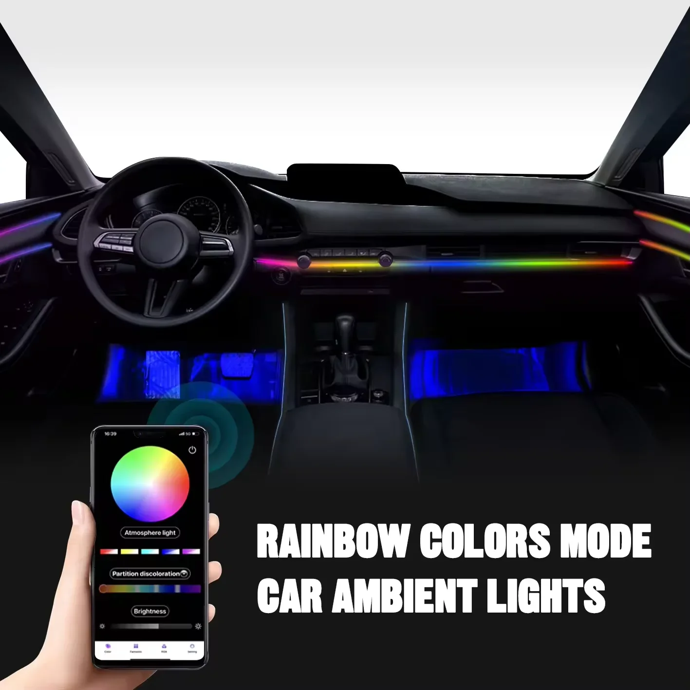 Voyeego Car Interior Decorative Led Ambient Door Light Stripes Atmosphere Light Compatible with   5 Series F10 Galaxy