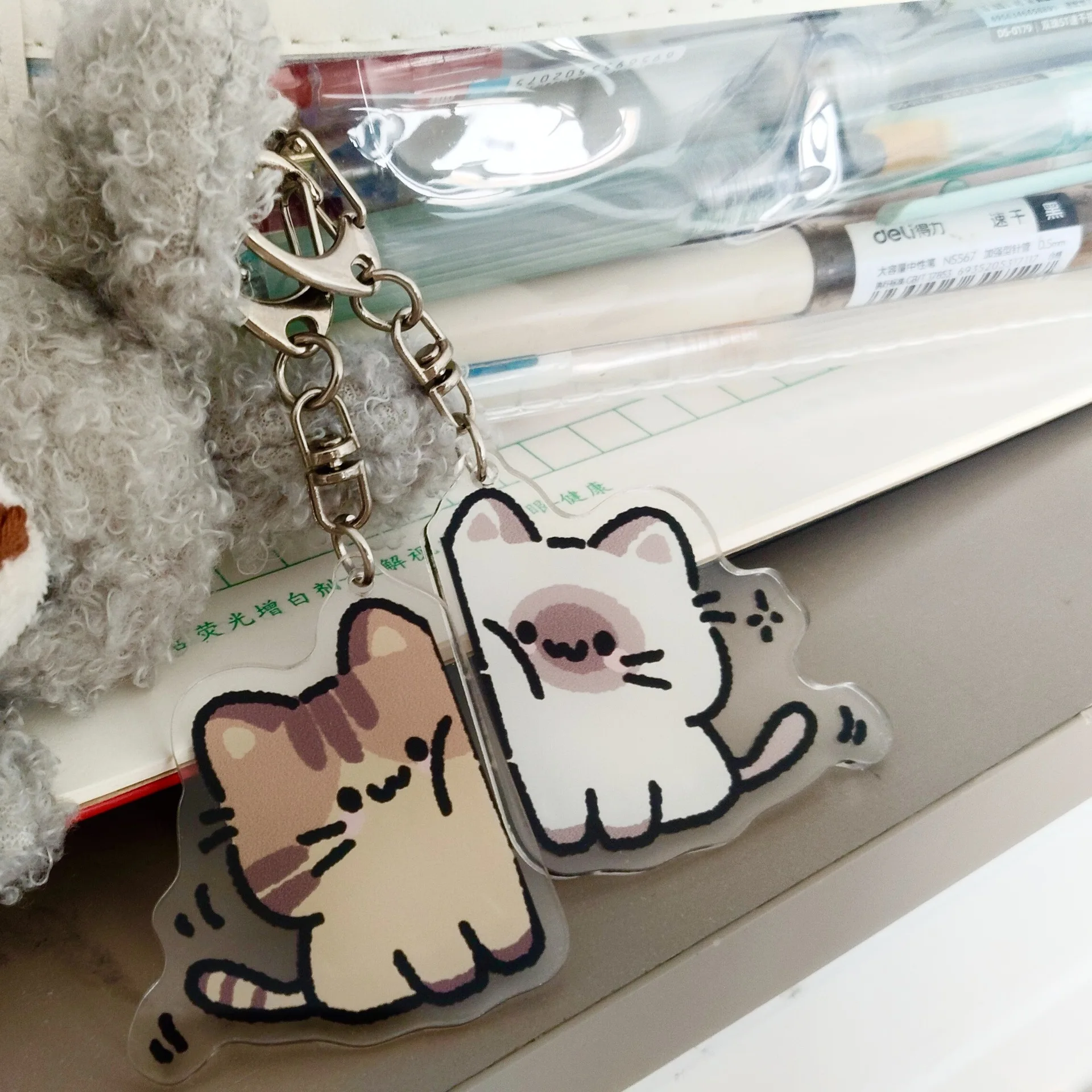 BFF Cat Keychain HD Acrylic Besties Gift Cute Backpack Charm Friendship Token Lightweight