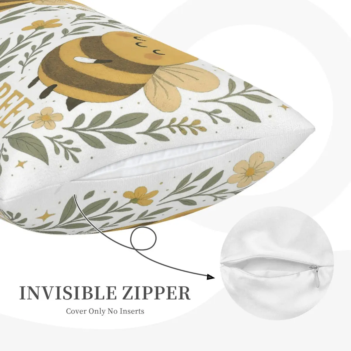 Bee Kind Cute Bumblebee Floral With Gentle Kindness Quote Rectangle Pillowcase Cushion Cover Decorative Bedroom Bed Throw Pillow