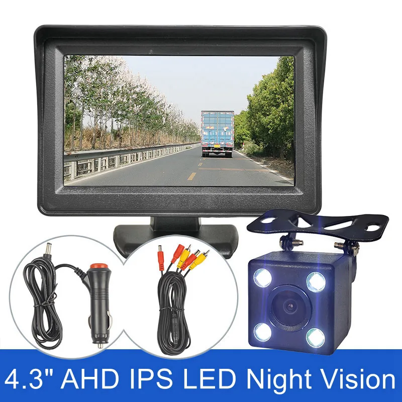 DIYKIT 1280x720 4.3“ AHD IPS Rear View Car Monitor Backup Monitor IP68 Waterproof LED AHD Reverse Car Camera